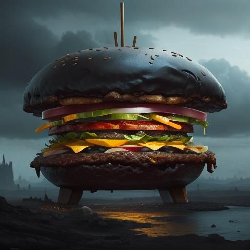 Hamburger City: Epic Maximalist Digital Painting