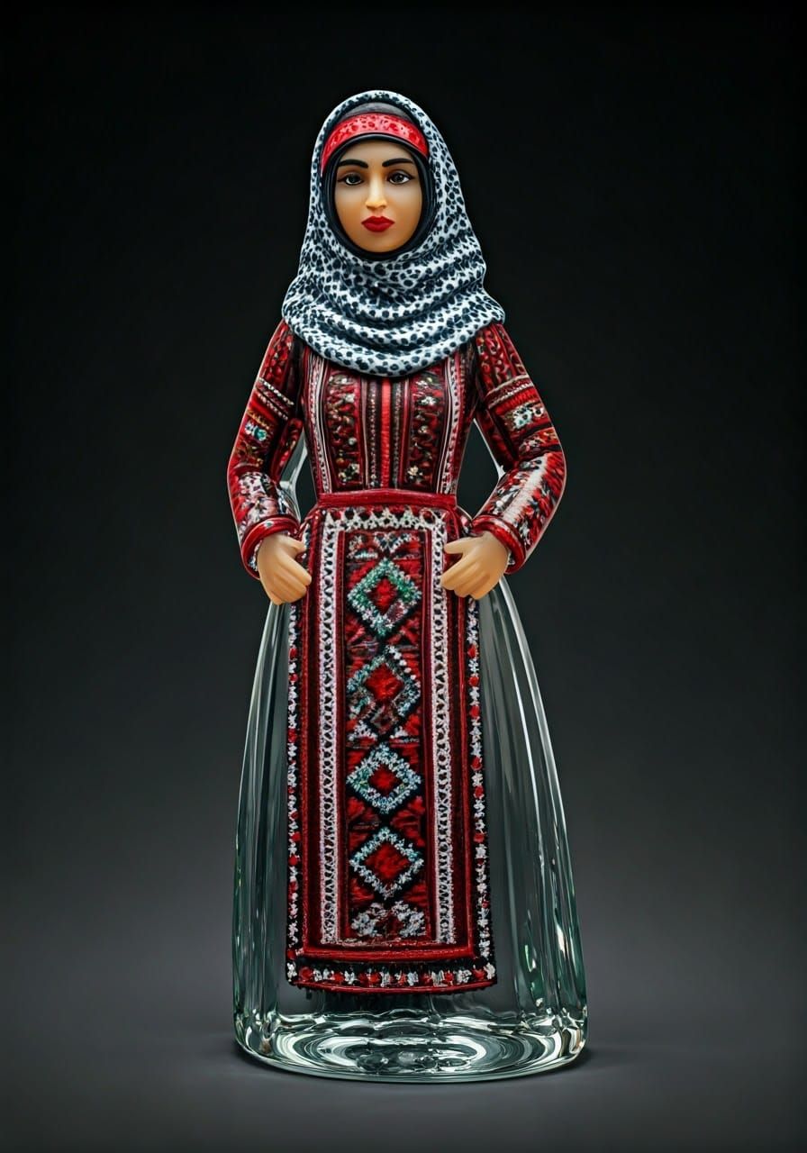 Glass Sculpture of a Proud Palestinian Woman