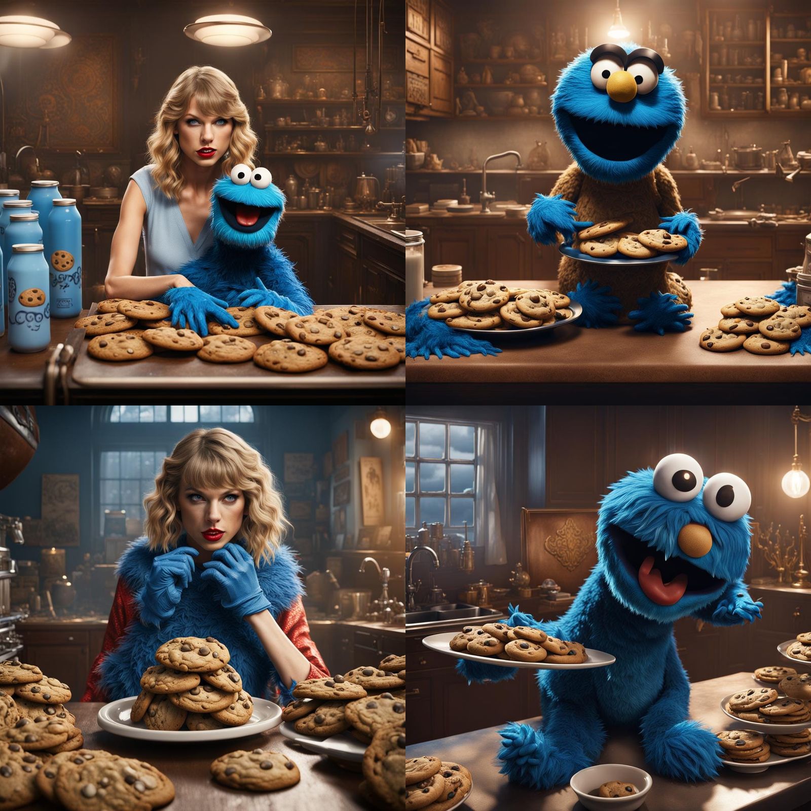 Cookie Monster as Taylor Swift: Detailed Matte Painting
