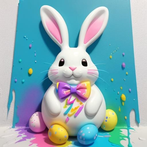 Lisa Frank Easter Bunny in Graffiti Art Style