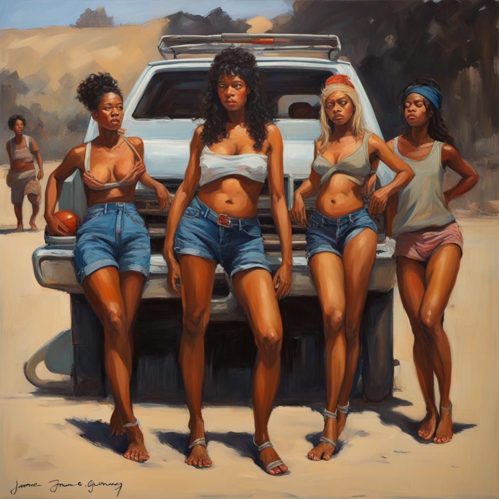 Crowd Scene Oil Painting in Gurney Style