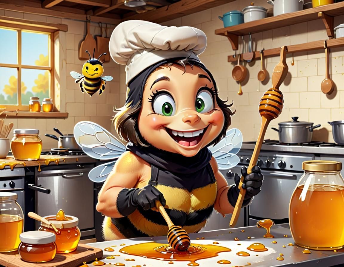 Happy Bee Chef in Hanna-Barbera Cartoon Style