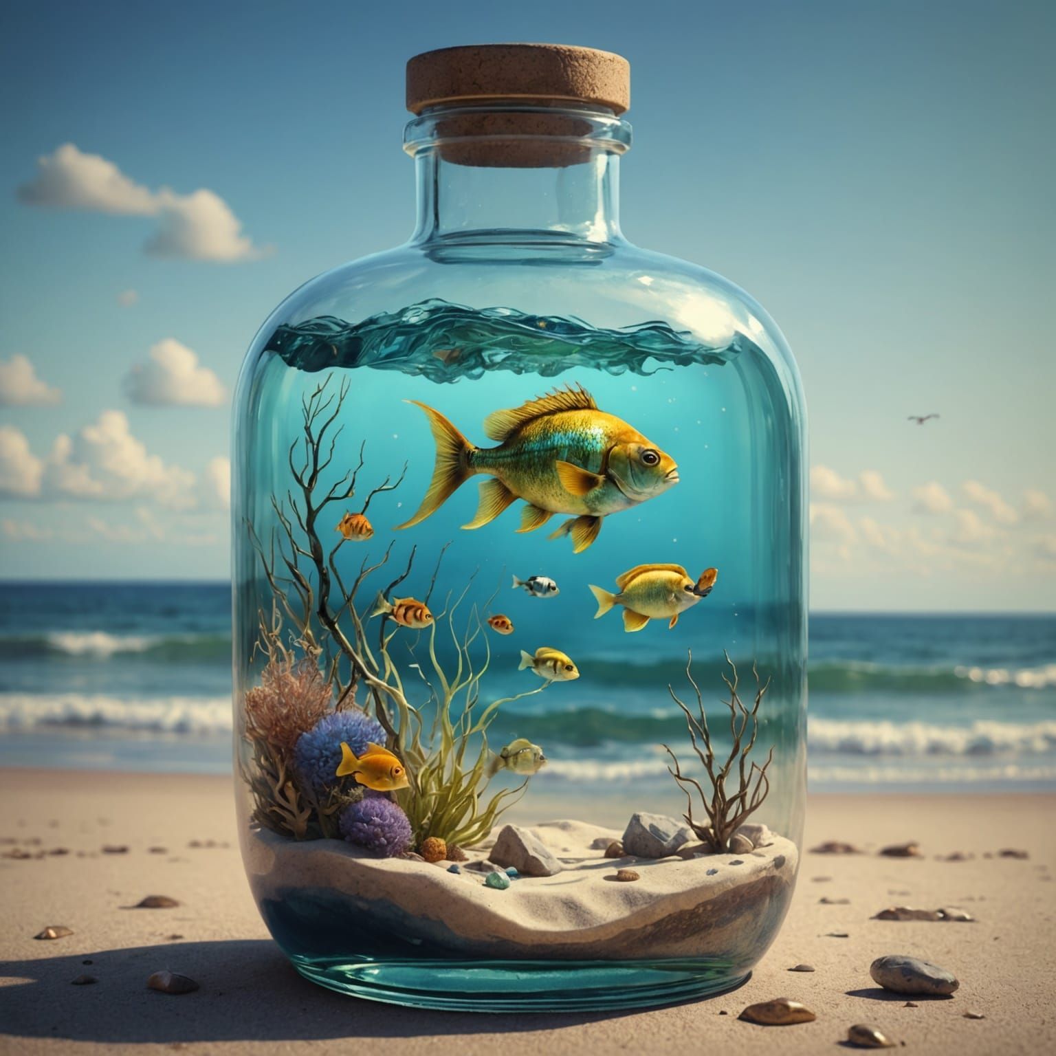 Time in a Bottle: Vibrant Hyperdetailed Art