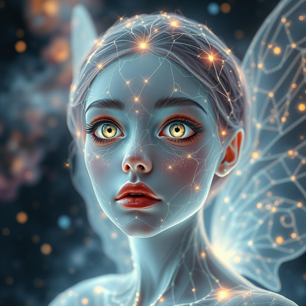Celestial Fairy Portrait in Deep Space Art