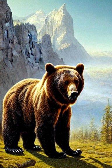 Majestic Tattooed Bear Concept Art in 8k