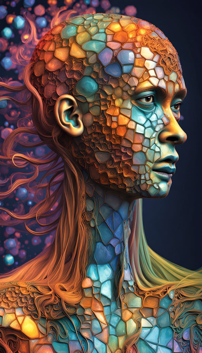 AI Self Portrait Conceptualization in Alcohol Ink Style