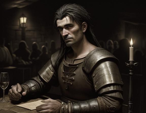 Medieval Tavern Patron in Brunaille Style