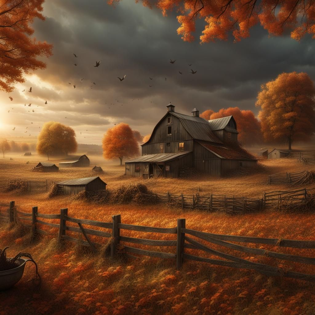 Autumn Farm Life: Epic Digital Matte Painting