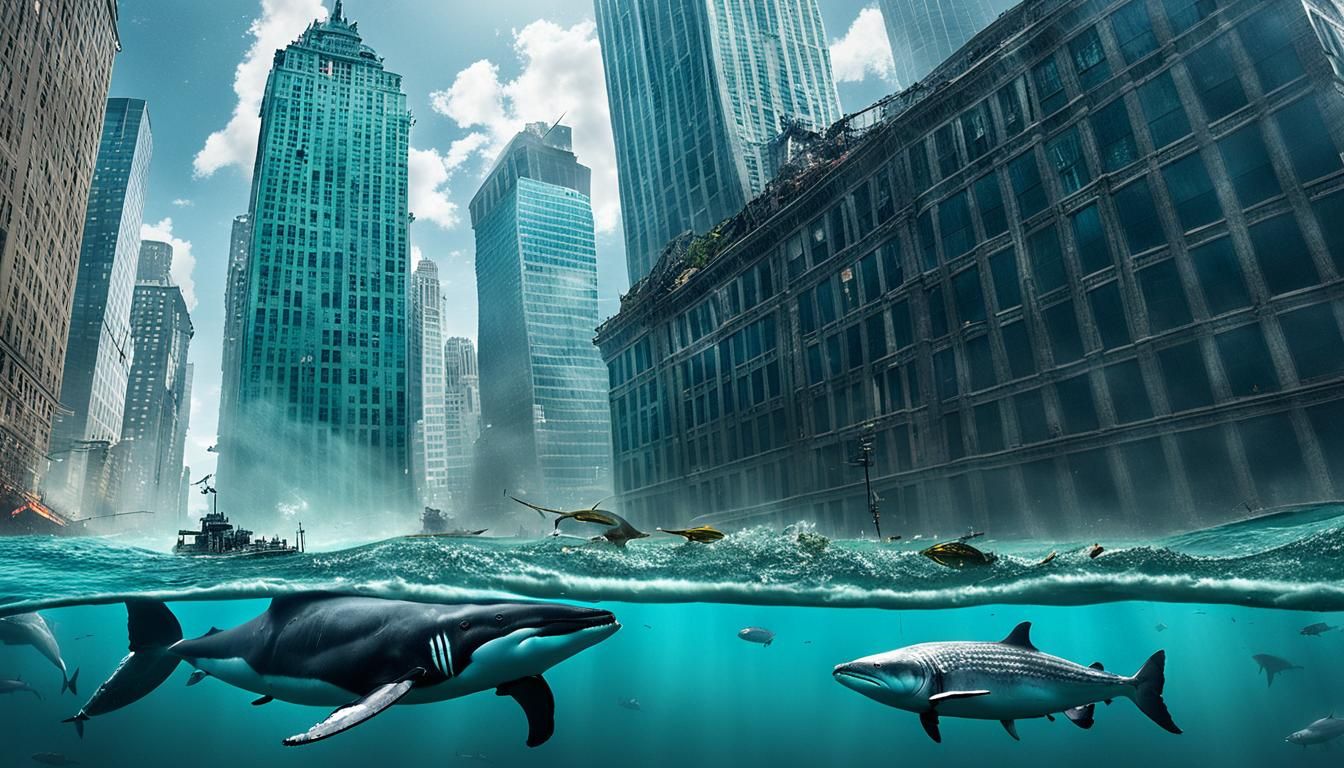 Underwater Cityscape: Whales in Post-Apocalyptic New York