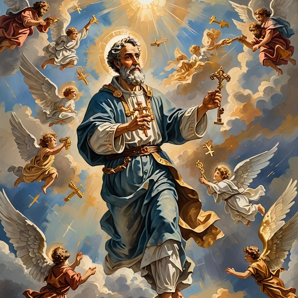 Saint Peter Ascends to Heaven in Impressionist Style