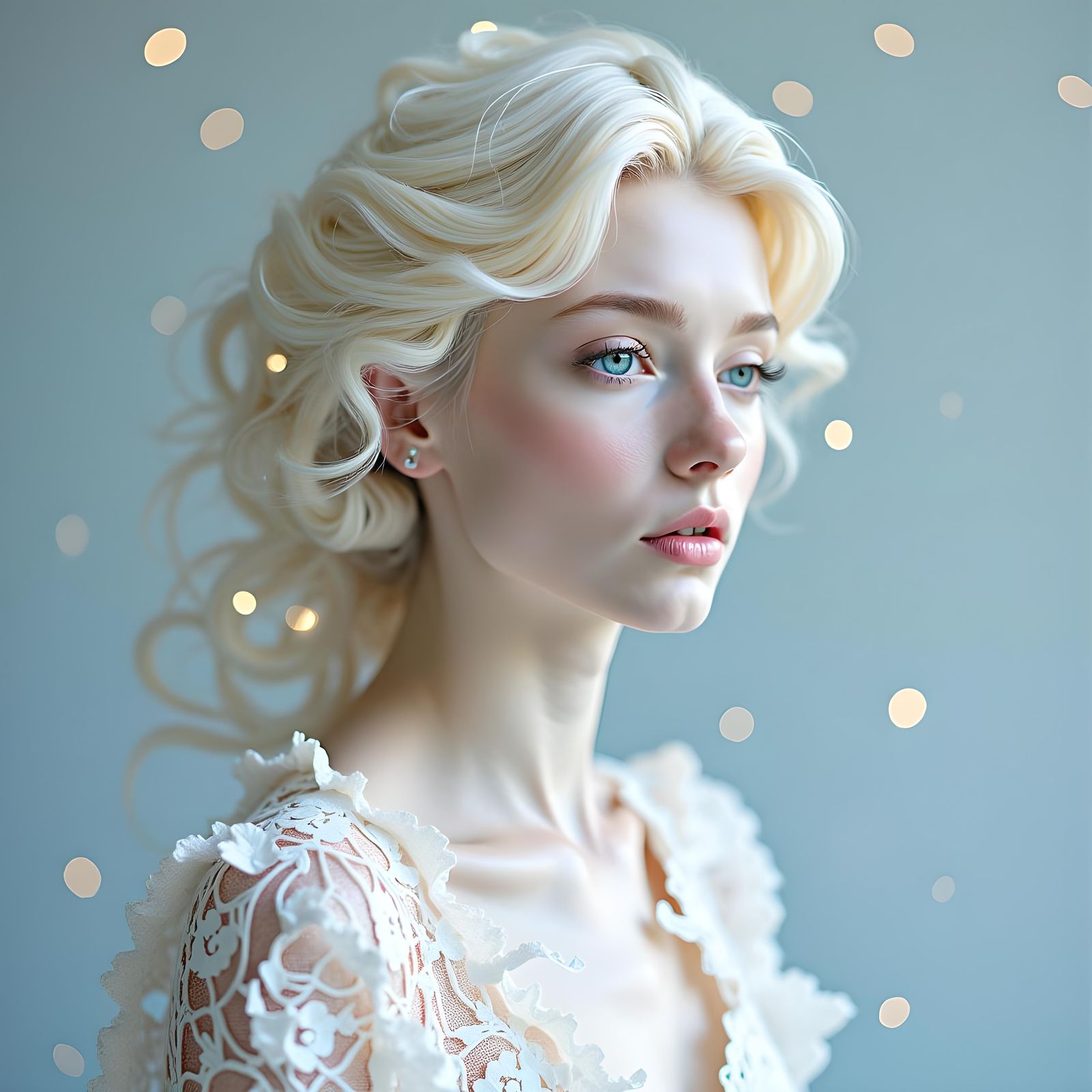 Paper Woman Surrounded by Snowflakes