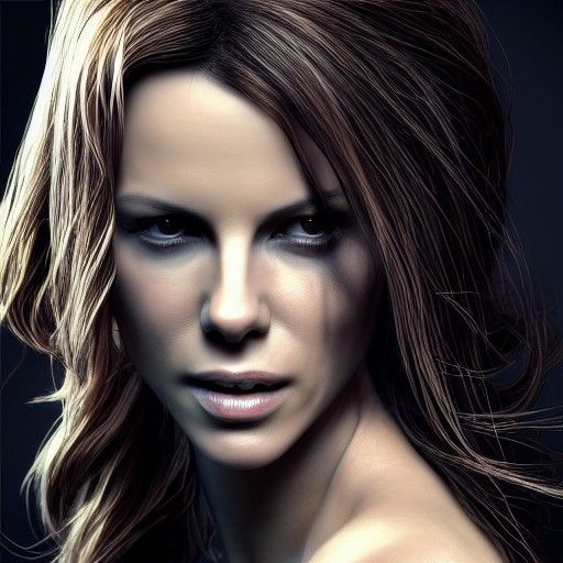 Kate Beckinsale in Biomechanical Horror Art