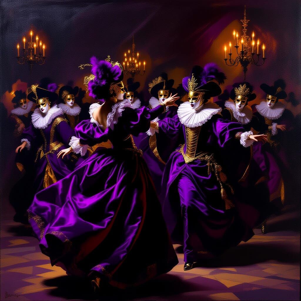 Baroque Masked Ball in Dramatic Violet and Gold
