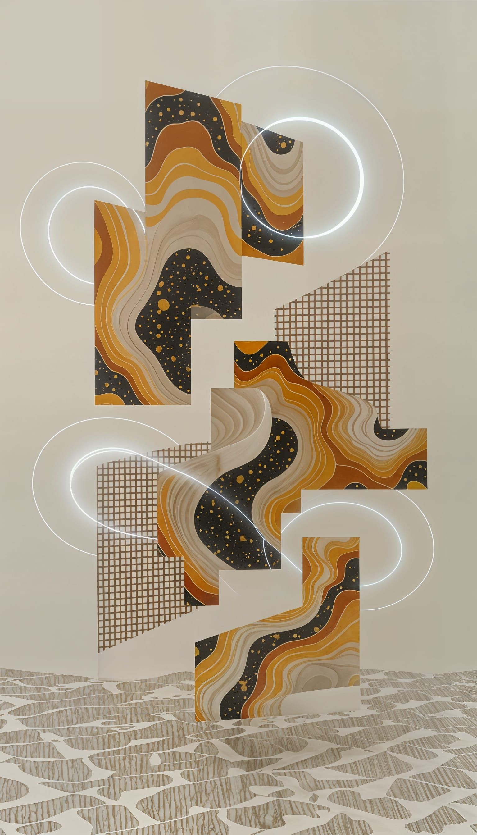 Abstract 3D Composition with Organic Pigment Mapping