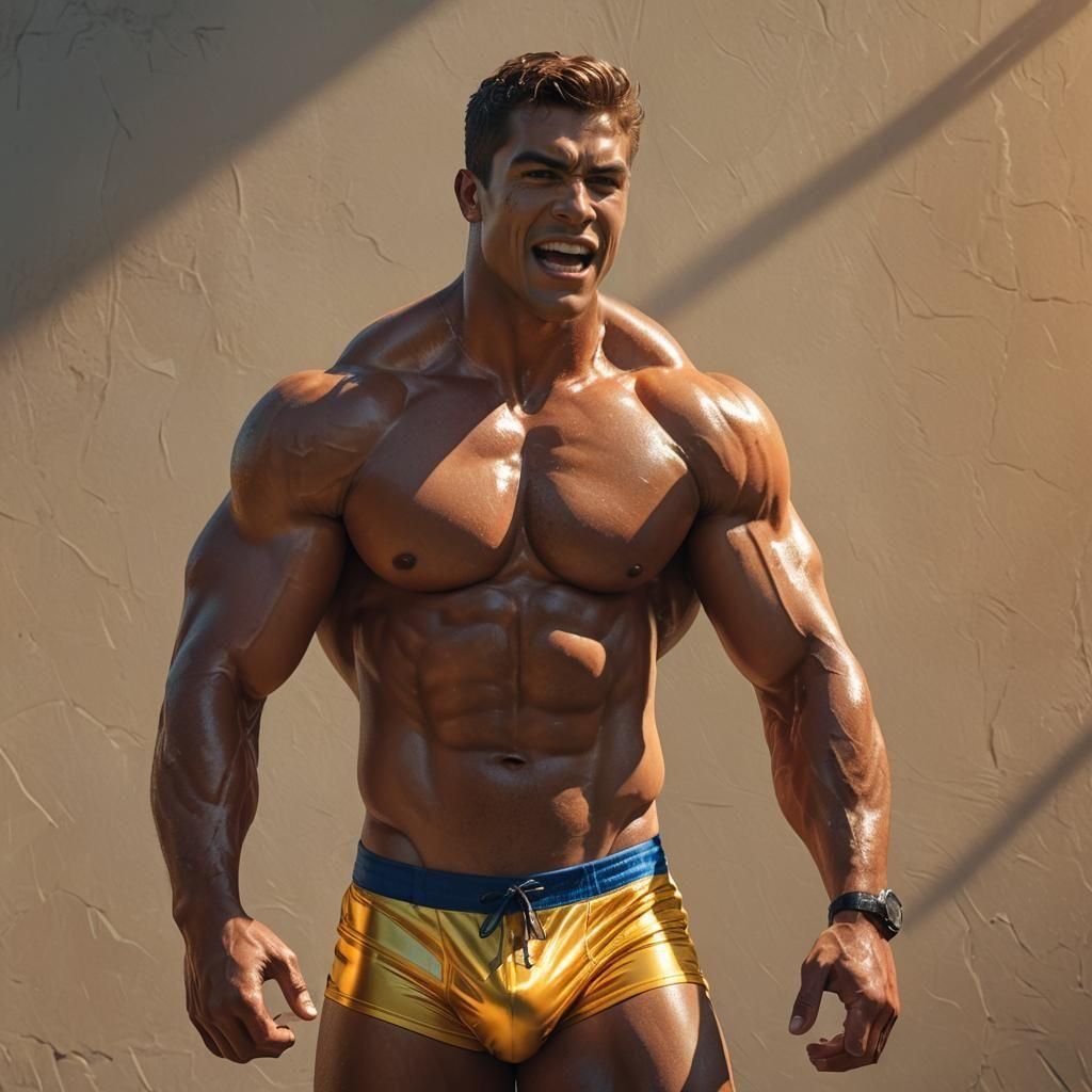 Giant Bodybuilder Flexing: An AI-Generated Colossus