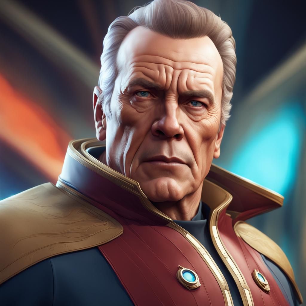 Merged Star Trek Captain Portrait in Art Nouveau Style