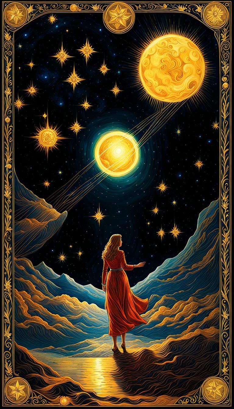 The Star Tarot Card in Post-Impressionistic Style