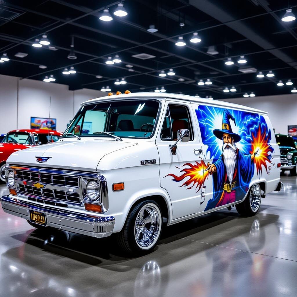 1976 Chevy Lowrider Van with Wizard Mural
