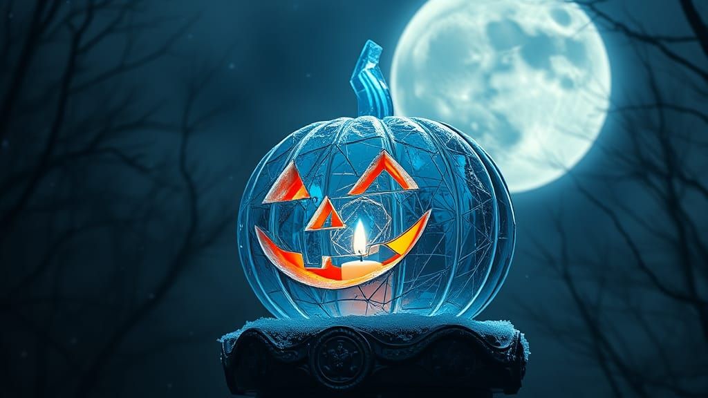 Icy Jack-O-Lantern with Blue Flame, Astral Illustration