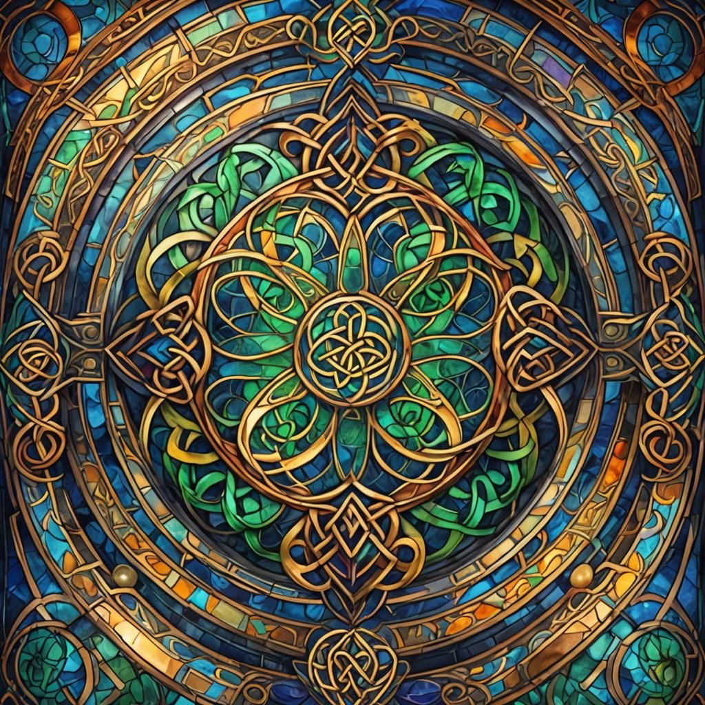 Abstract Celtic Knot Stained Glass Painting