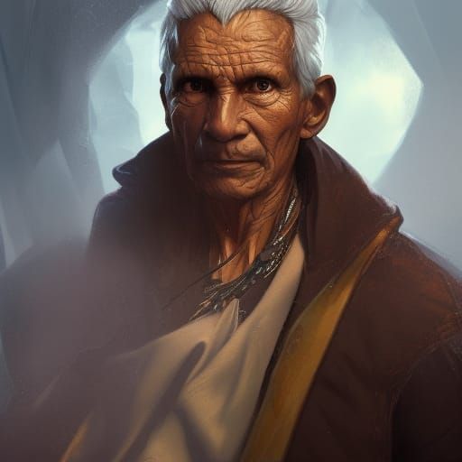 Powerful Indigenous Wizard Portrait in Hyperdetailed Style