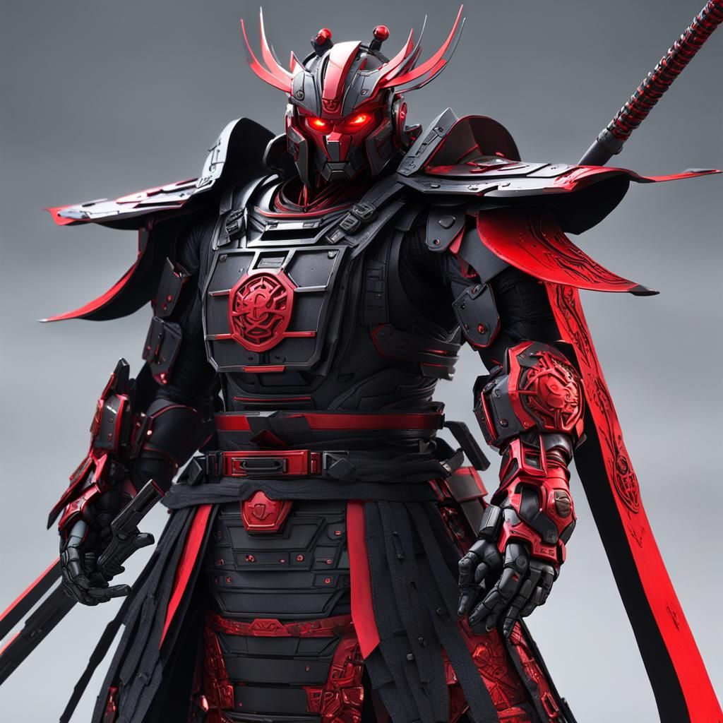 Futuristic Samurai Robot in Anime Style