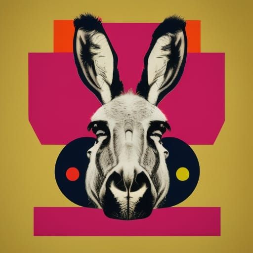 Pop Art Playboy Donkey in Geometric Bauhaus Style