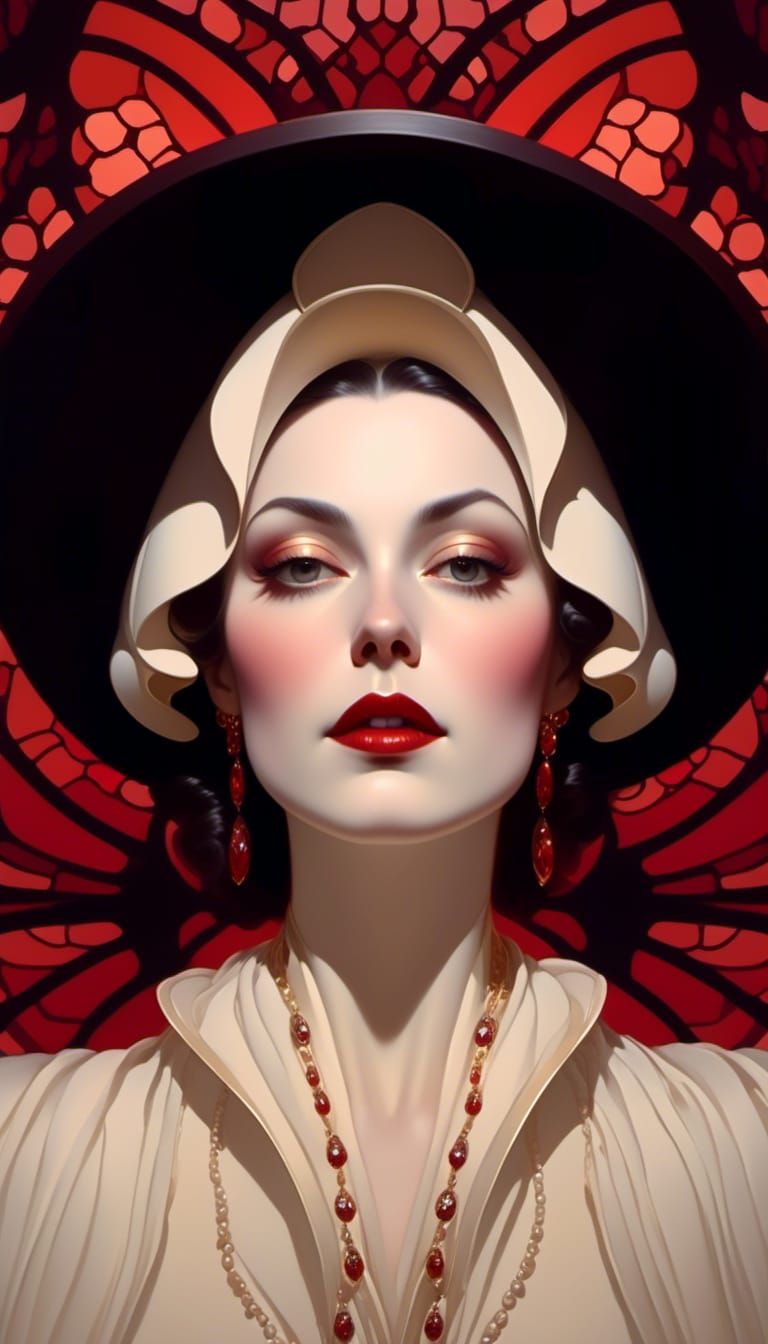 Edwardian Woman Portrait with Dramatic Lighting