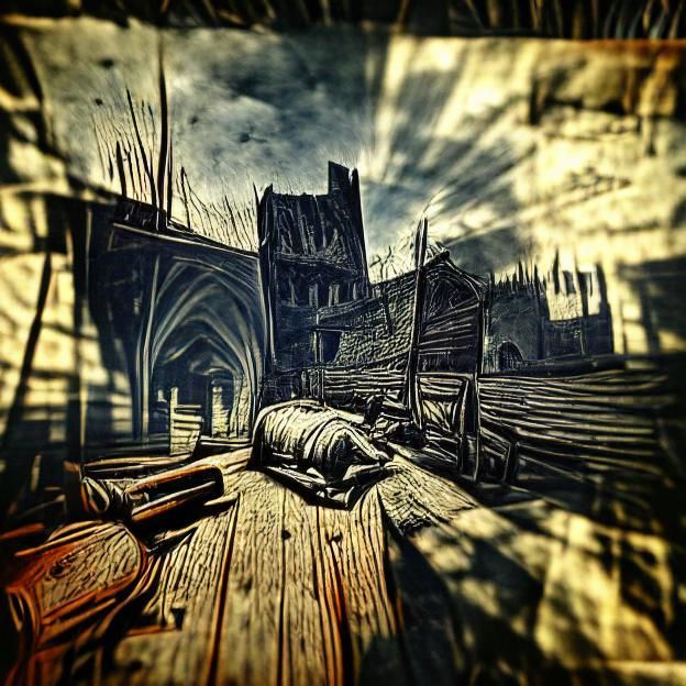 Maldoror's Death: Medieval Film Noir Woodcut
