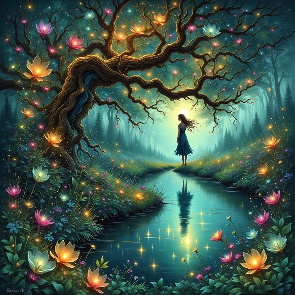 Dreamlike Woman Between Worlds of Reality