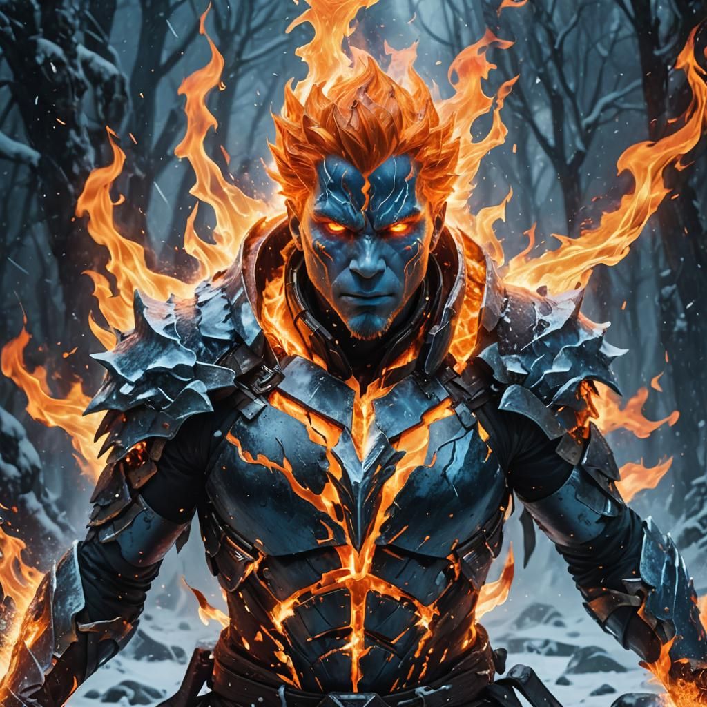 Fire and Ice Body in Dramatic Conflict