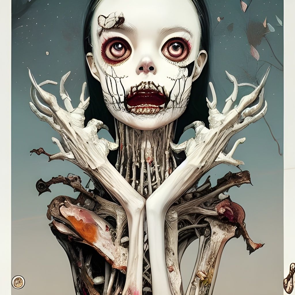 Bone Girl in Hyperdetailed Matte Painting Style