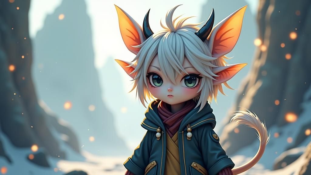 Wight Devil with Platinum Hair: 3D Anime Art