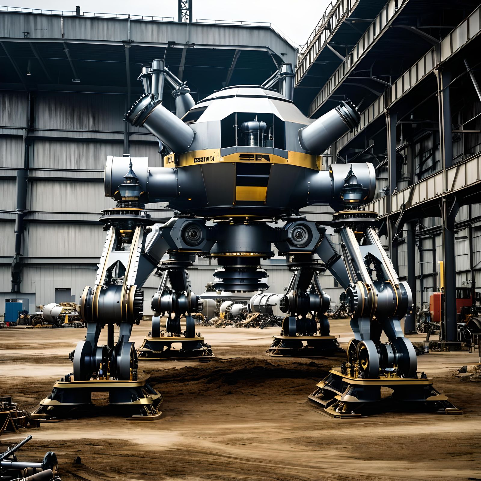 Metallic Quadropod Crushes Industrial Wasteland: 8k Concept ...