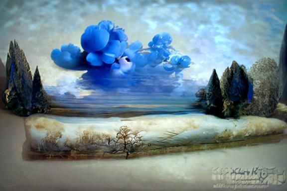 Dreamy Blue Landscape in Stephen Mackey Style