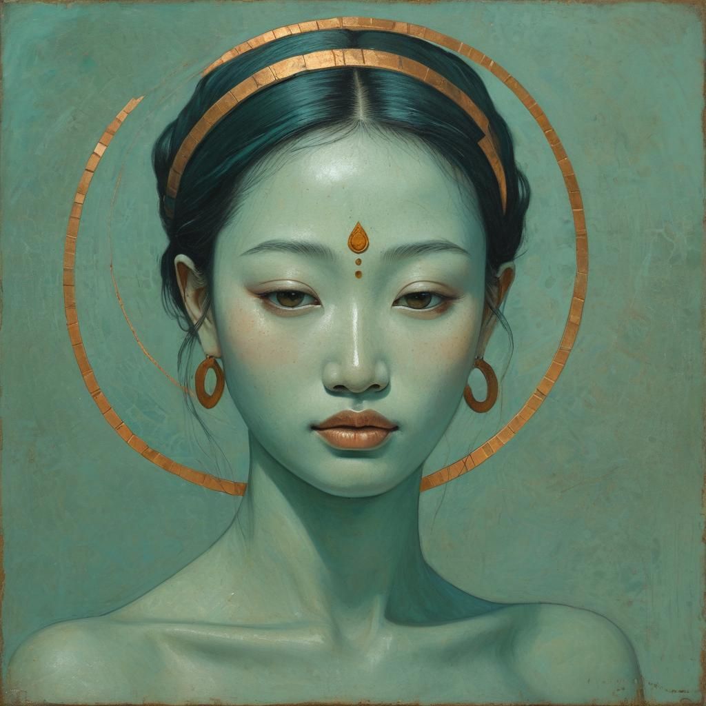 Thai Goddess Portrait in Surrealist Style