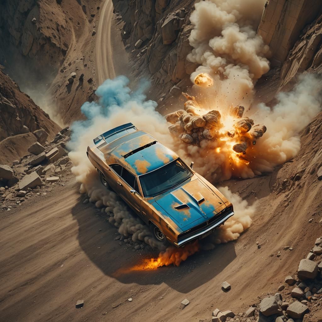 Dodge Charger Races Away From Explosion