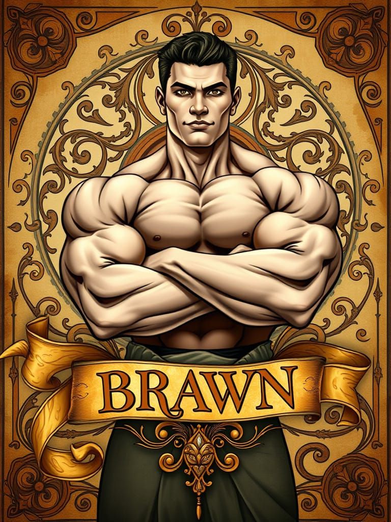Heroic Bodybuilder in Golden Age Art Nouveau