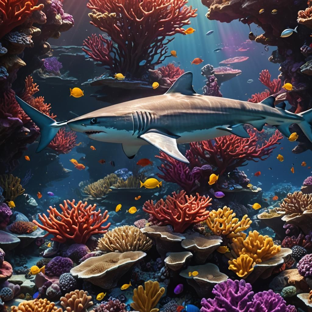 Silver Shark in Red Sea: Fantasy Concept Art