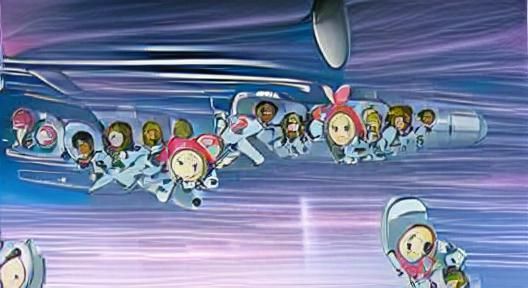 Pokèmon Anime Characters in Spaceship Entering Atmosphere