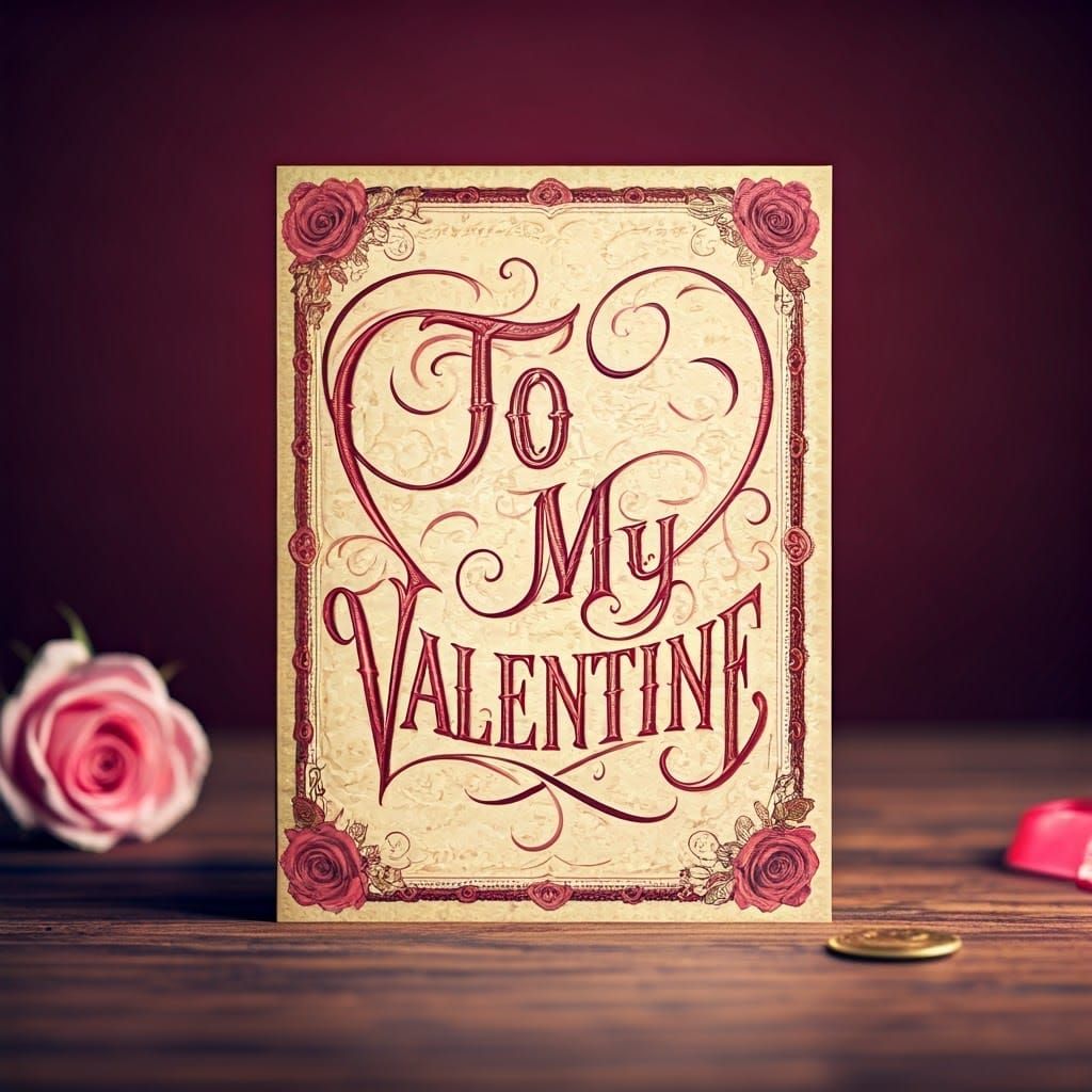 Vintage Valentine's Day Card in Whimsical Photography Style