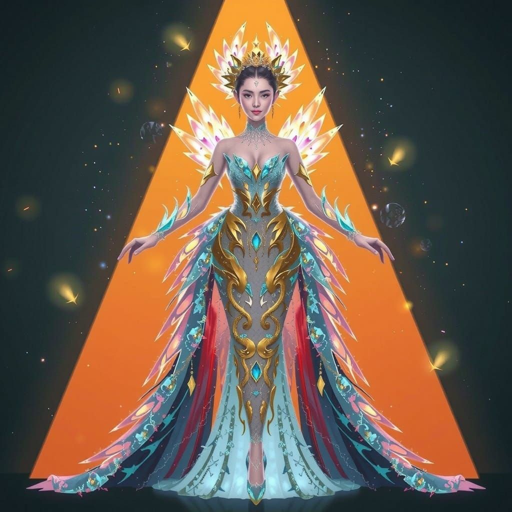 Elegant Vietnamese Ice Princess in Empress Gown