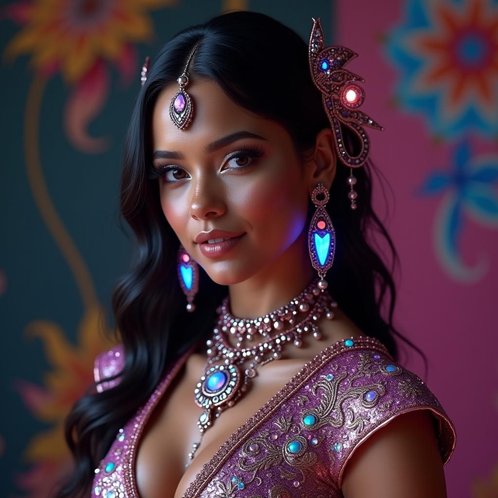 Latina Woman in Futuristic Outfit, Fantasy Art