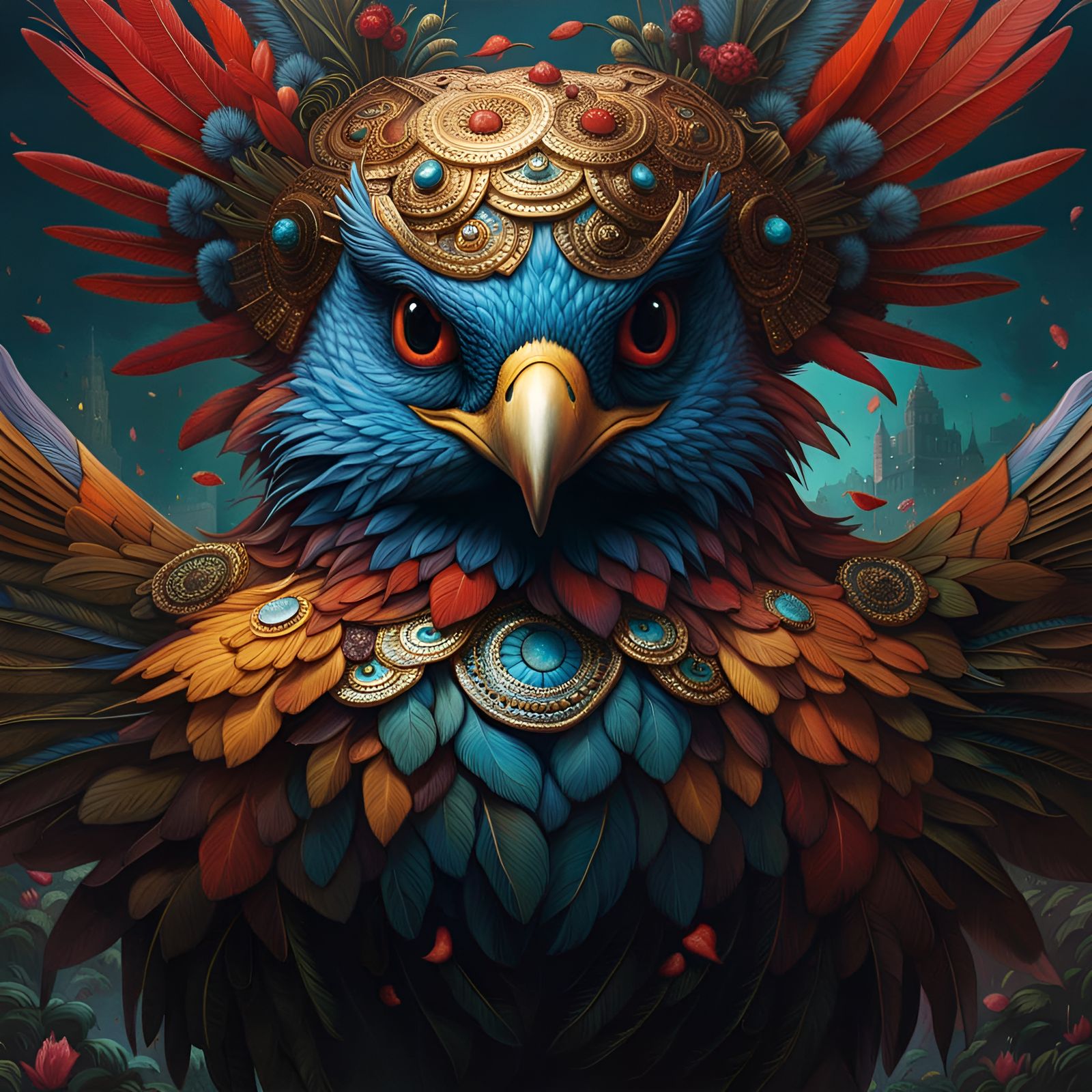 Elaborate Bird: Hyperdetailed Fantasy Art