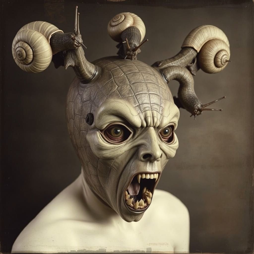 Disturbing Surrealist Portrait in Dark, Moody Colors