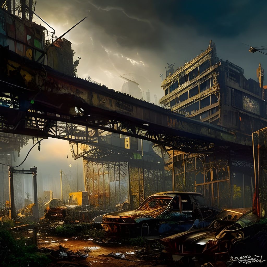 Post-Apocalyptic Snake Metropolis in Isometric View