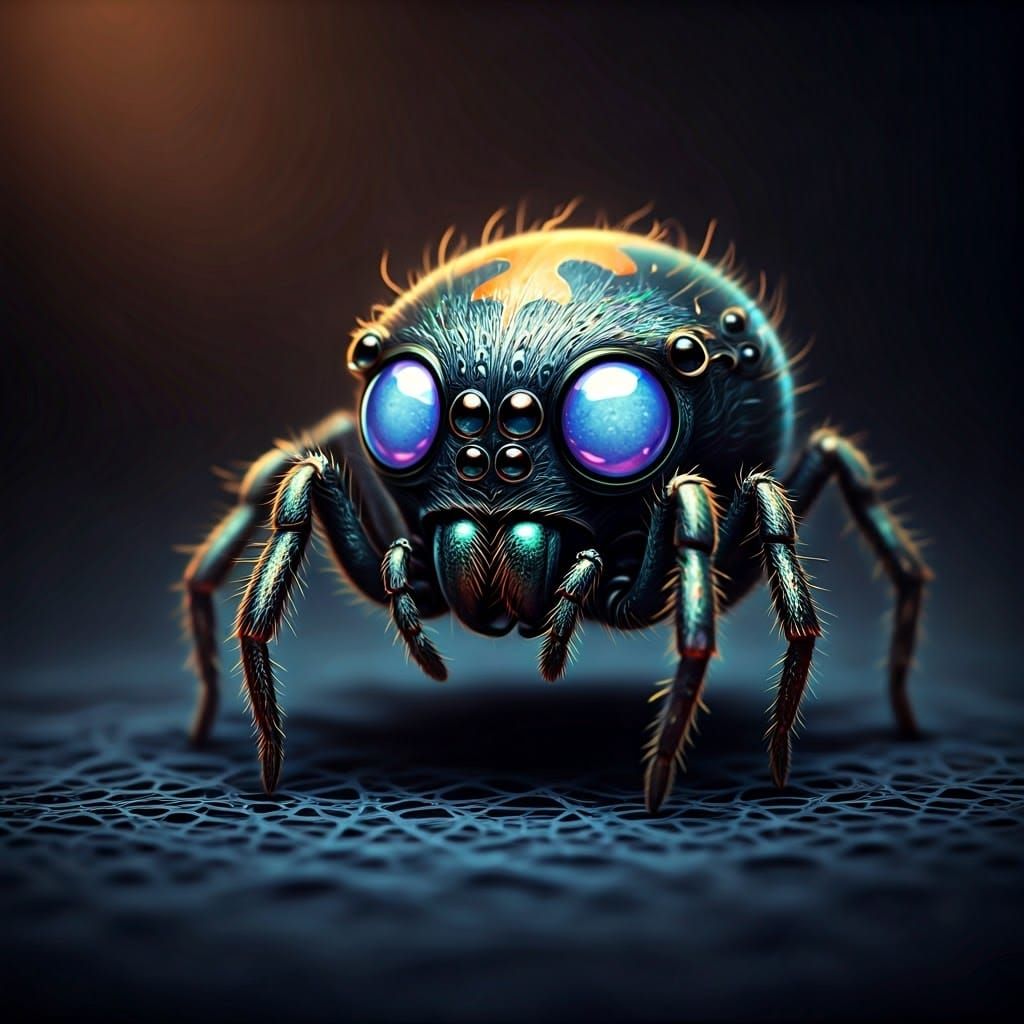 Eerie Iridescent Black Widow Spider in Fantasycore Style