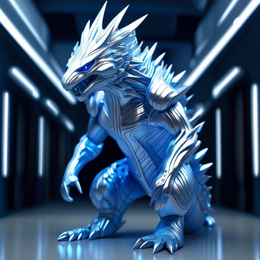 Cyberpunk Tyranitar with Volumetric Lighting