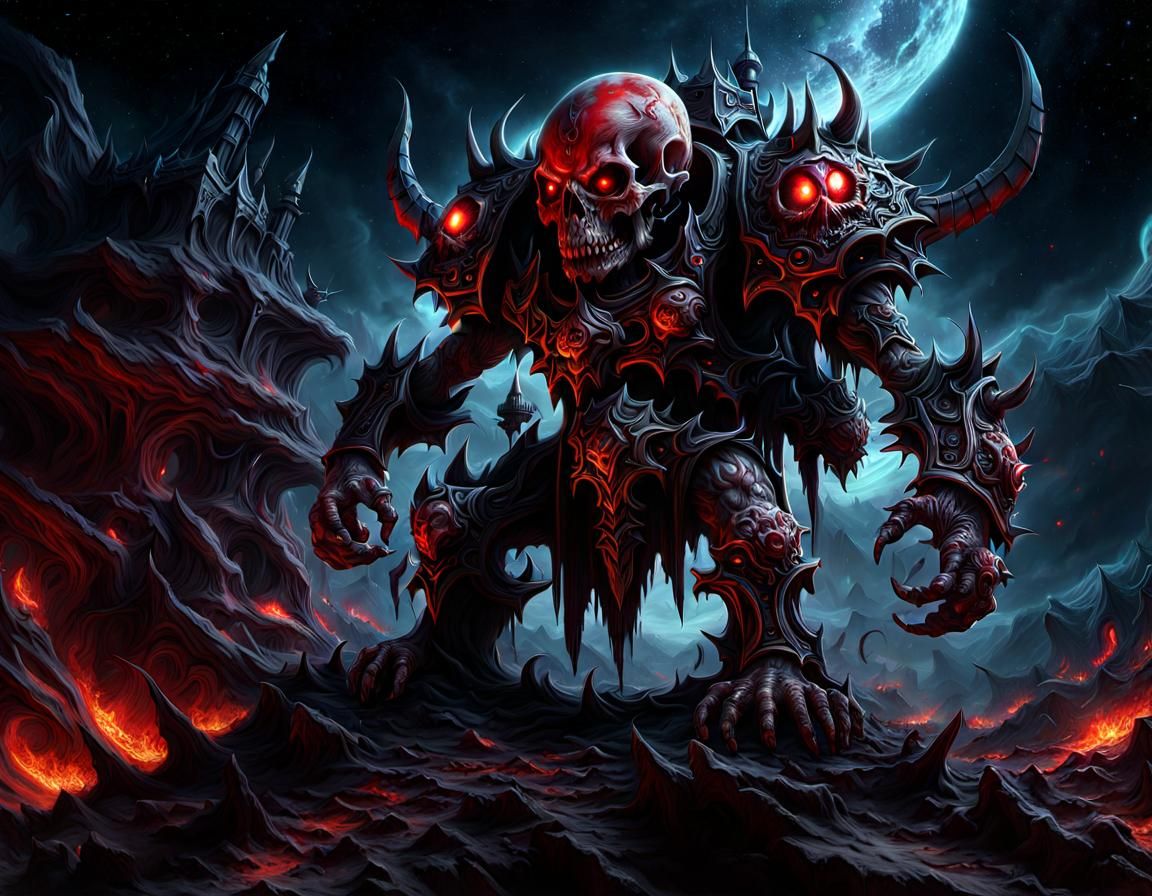 Blood Skull Goblin Warboss in Dark Fantasy Style