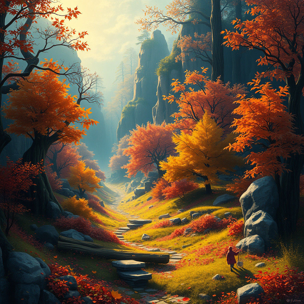 Mystical Autumn Landscape in a Fantasy Realm